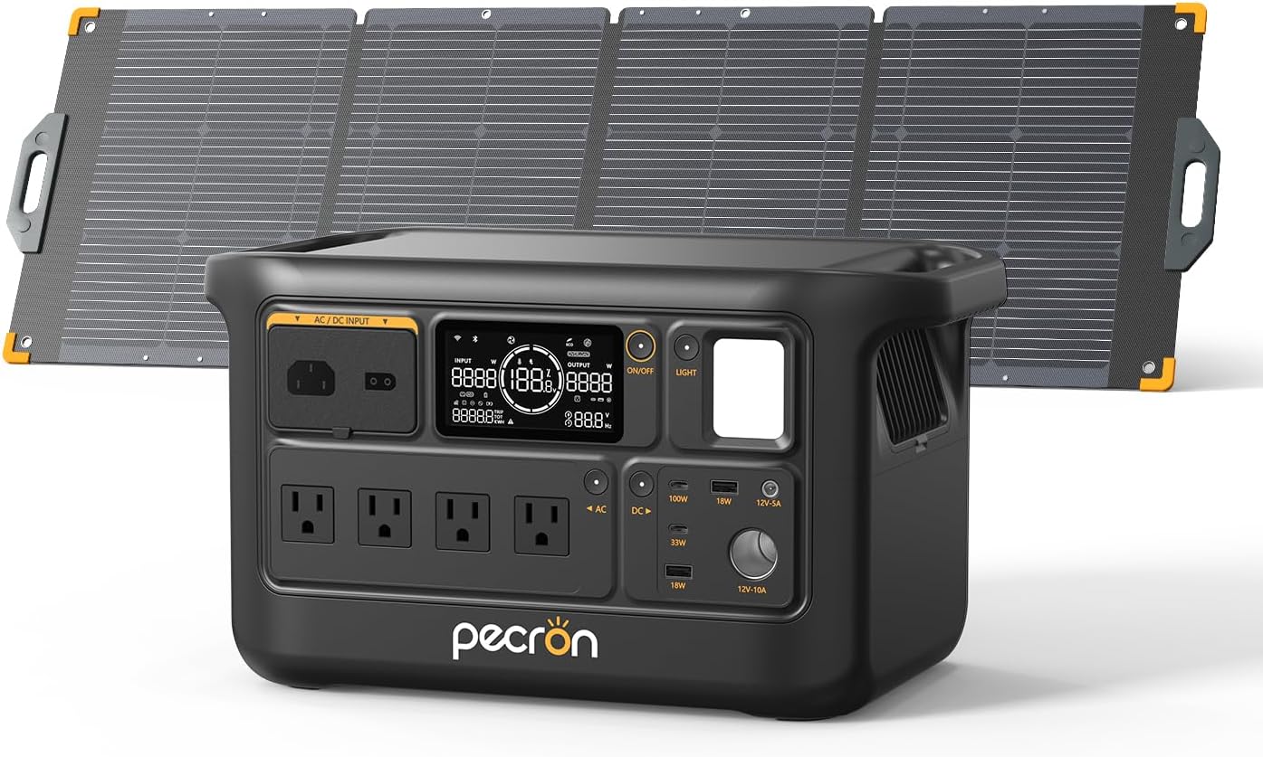 PECRON F1000LFP power station with solar panel